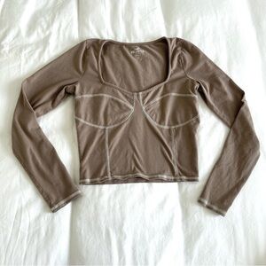 Hollister Brown Long Sleeve Baby Tee